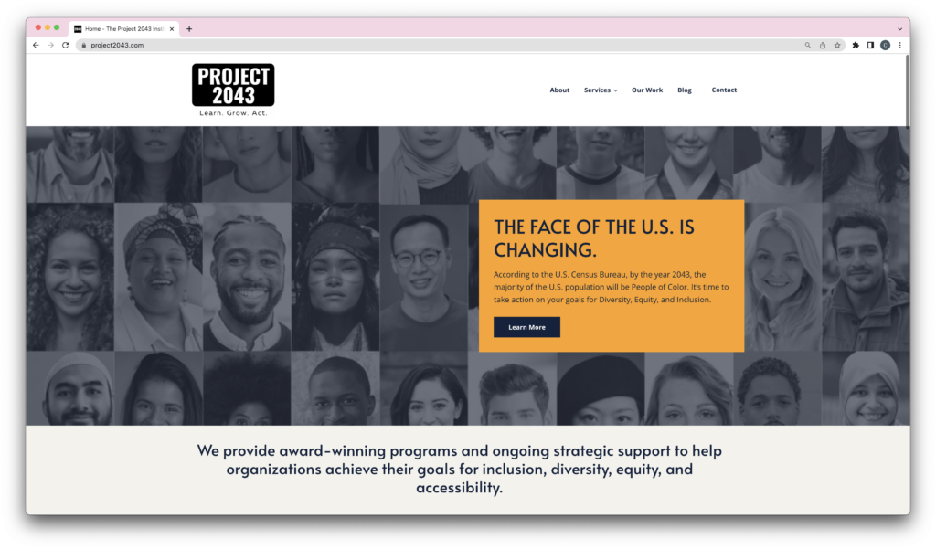 Screenshot of the 2043 Institute website